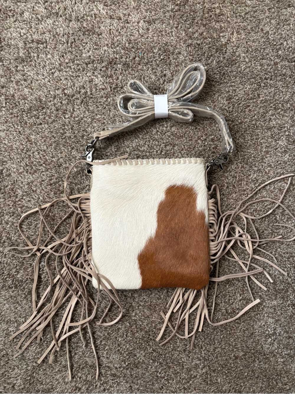 Fringe Crossbody Bag cowhide leather purse